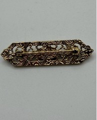 Goldtone Victorian Style Brooch with Marquise and Round Glass Insets
