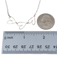 Vintage Sterling Silver 925 | Tri-Tone Triple Heart Necklace | 16″-18″