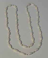 Vintage Marquis and Flower Shaped Pieces Cream Color Plastic Necklace Hangs 17″