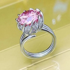3.00Ct Round Cut Pink & Lab Created Diamond 14K White Gold FN Engagement Ring