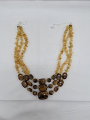 Jay King Tigers Eye Necklace 3 Strands Yellow Opal Nuggets Sterling Silver NIB