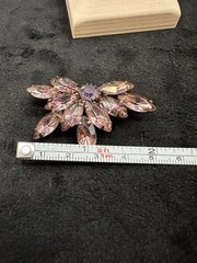 Vintage Mid Century Pink/Purple Rhinestone Brooch Dazzling Stones 2”