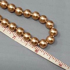 Champagne Necklace Simulated Pearl Beads Hand Knotted Cord Lobster Holiday 17″