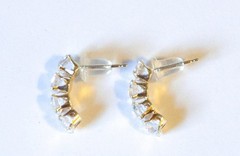 10K Solid Yellow Gold Cubic Zirconia Stud Climber Earrings