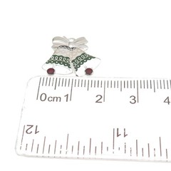 BEAU 925 Sterling Silver Vintage Enamel Christmas Bell Mini Charm Pendant