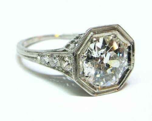3.20 Ct White Diamond Art Deco Vintage Engagement Ring 925 Sterling Silver