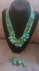 Vtg Soms 4 Strand & Lg Turquoise Nuggets Bib Necklace 925 Sterling Silver Clasp
