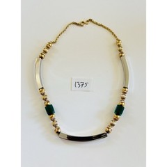 Modernist BOHO necklace VTG Gold Silver Plated Metal Bar Chain Two Tone 70s MCM