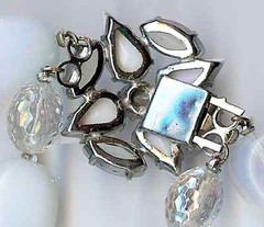 STRIKING VINTAGE FACETED GLASS LAVA BEADS MOONGLOW & RHINESTONE CHOKER NECKLACE