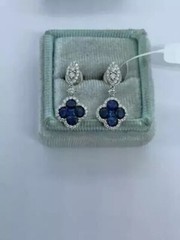 Round Cut Lab Created Diamond Drop/Dangle Special Earrings 14K White Gold Plated