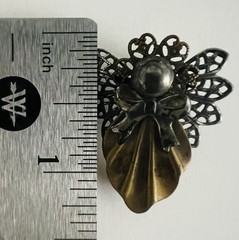 Vintage Style Filigree Teardrop Brooch Silver Tone Oval Cabochon Elegant Jewelry