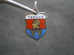 Tanger Tangier Morocco Vintage REU 800 Silver Enamel Travel Shield Charm