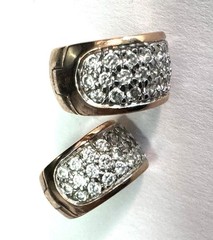 Vintage PAJ CZ China Rose Gold Tone Pave CZ Huggie Hoop Earrings