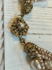 Vintage MIRIAM HASKELL Faux Baroque +Seed Pearl Multi Strand Necklace Signed WOW