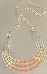 VTG CZECH Art Deco Graduated Blue OPALINE GLASS Triple Strand Festoon NECKLACE