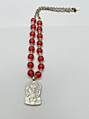 Axcess (A Liz Claiborne Co) Vintage Ganesh Pendant Necklace w Red Beads