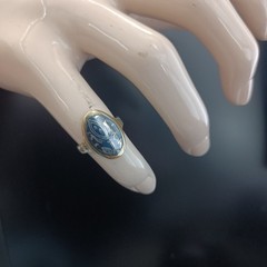 Vintage Silver Niello Ring Oval Floral Gold Frame Russian 875 Soviet Men Women