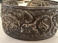 Vintage S Kirk & Son Sterling 925 Rose Repoussé bracelets and pin