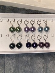 Vtg Various Colors Faux Pearl Dangle Earrings
