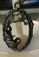 MaryBee Jewelry: 2 1/4″ Handpainted Black Fantasy Nude Pendant 12-01-2020 (B)