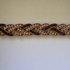 Vintage Crown Trifari Gold tone Pink Purple Rhinestone Bracelet 7” Signed