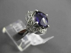 ESTATE LARGE 2.25CTW DIAMOND & AAA AMETHYST 14KT WHITE GOLD FLORAL STAR RING