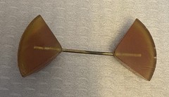 Vintage Art Deco Amber Celluloid Jabot Pin Layered Laminated Double Sided Brooch