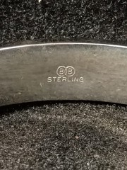 BB Binder Brothers Sterling Hinged Bangle Bracelet Etched Ornate w/ safety chain