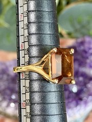Vintage Topaz Ring Emerald Cut 18K Gold Plated Cocktail Ring About Size 8.5