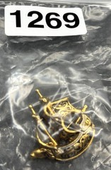 Vintage Spanish Damascene Galleon Ship Brooch Gold Tone Silver Sailing Vessel