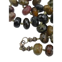 32″ Genuine Multi Tourmaline Faceted Hand Knotted Gemstone Necklace 925