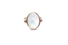 Vintage Sterling Silver 925 Mother Of Pearl Black Onyx Spinner Ring Size 7
