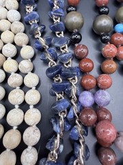 Vintage Lot 7 Stone Gemstone Necklaces Amber Amethyst Turquoise Sodalite Shell