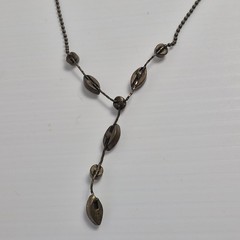 Bronze Bead Ball Green Y-drop Lariat Necklace Y2K Fairy Whimsy Garden Tea Party