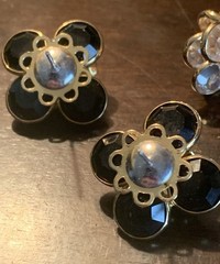 Lot Of Two Pairs Of Crystal & Goldtone Pierced Earrings 1/2 to 3/4 Inch Long