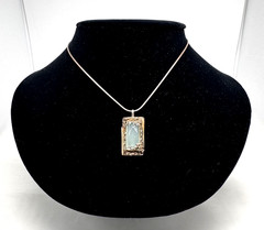 Vintage 925 Silver And Gold Necklace With Green Stone Delicate And Special.
