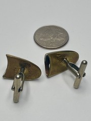 Vintage Comedy Tragedy Theater Masks Mexico Mixed Metals Copper Alpaca Cufflinks