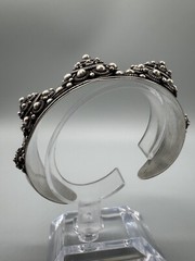 Vintage Antique Signed 980 Silver Wide 45mm Cuff Bracelet 6.5” Handmade