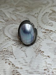 Vintage Mabe Pearl Ring~Marked VB~Volmer Bahner~Sterling ~Size 7.75