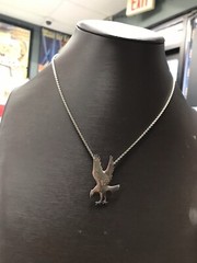 Vintage Large Flying Eagle 925 Sterling Silver Pendant 2mm 18” Necklace 9.9 Gr