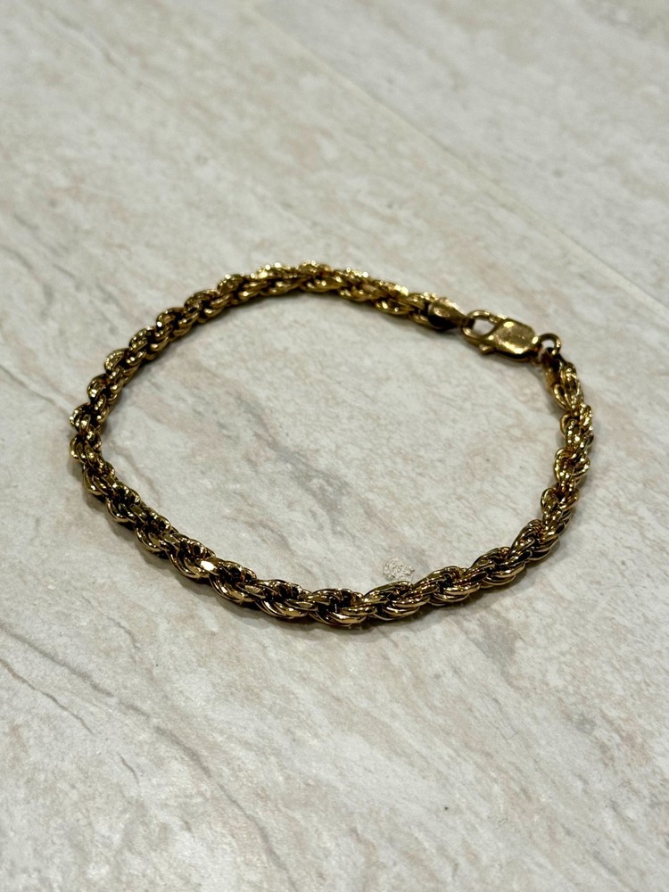 VTG KC Gold Vermeil Choker Necklace Chain Rope 925 Sterling Silver Italy Twist