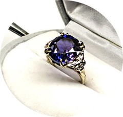 Lovely – Lavender TANZANITE Natural Gem – Vintage 14k Solid Yellow Gold Mtg.