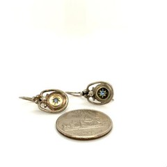 Vintage Sterling Signed 925 Filigree Ornate Topaz Gemstone Lever back Earrings