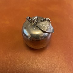 Vintage CHARLIE Revlon Silver Tone Apple Solid Perfume Necklace Pendant