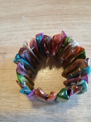 Vintage Bracelet Shell of Pearl Stretch Multi Color Rainbow