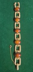 Vintage SIGNED JOMAZ Faux Tortoise & Textured Gold Tone Bracelet Size 7 1/2″