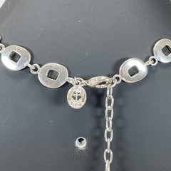Vintage J.G.Hook Polished Silver Tone Square & Oval Link Necklace Signed 16″