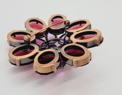 Flower Brooch Pin PINK Raspberry tone 2.5 in Art Deco Statement 3D Vintage