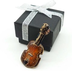 Violin – Japanese cloisonné enamel Pin Badge Brooch Made-to-order NEW