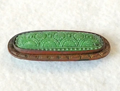 Antique Vintage Faux Jade Brooch Pin